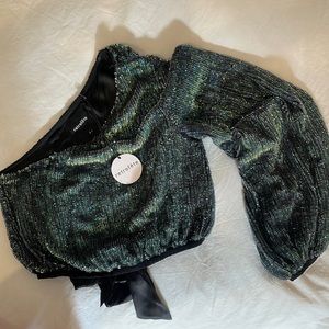 RETROFETE Kathleen One-Shoulder Sequin Top